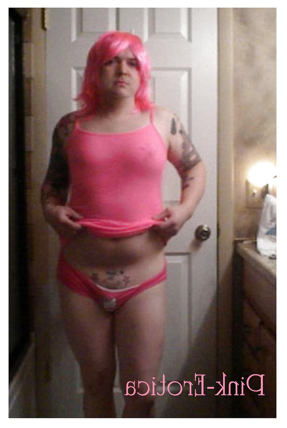 23P Pink-Erotica Sissyboy Cross Dresser Pink Cami and Panties