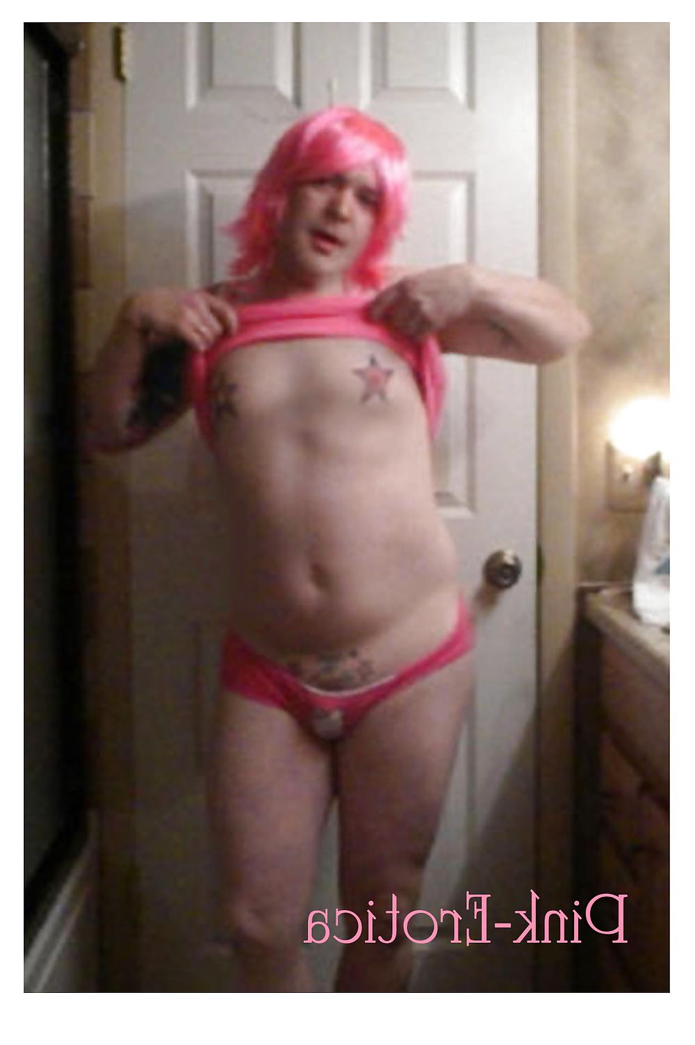 23P Pink-Erotica Sissyboy Cross Dresser Pink Cami and Panties