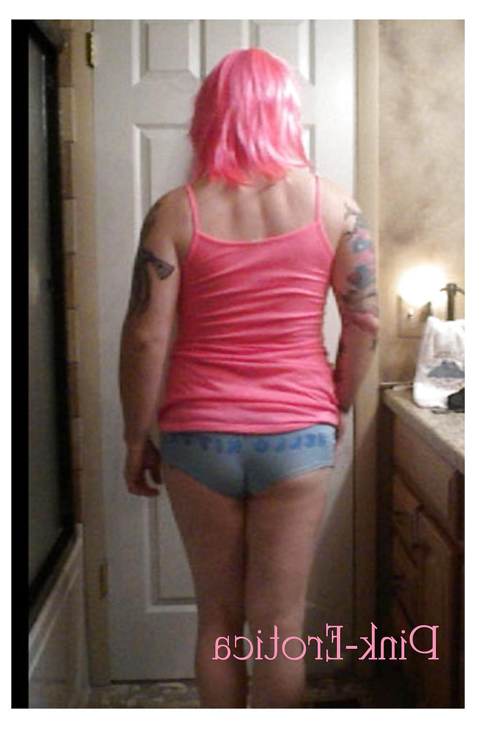 23P Pink-Erotica Sissyboy Cross Dresser Pink Cami and Panties
