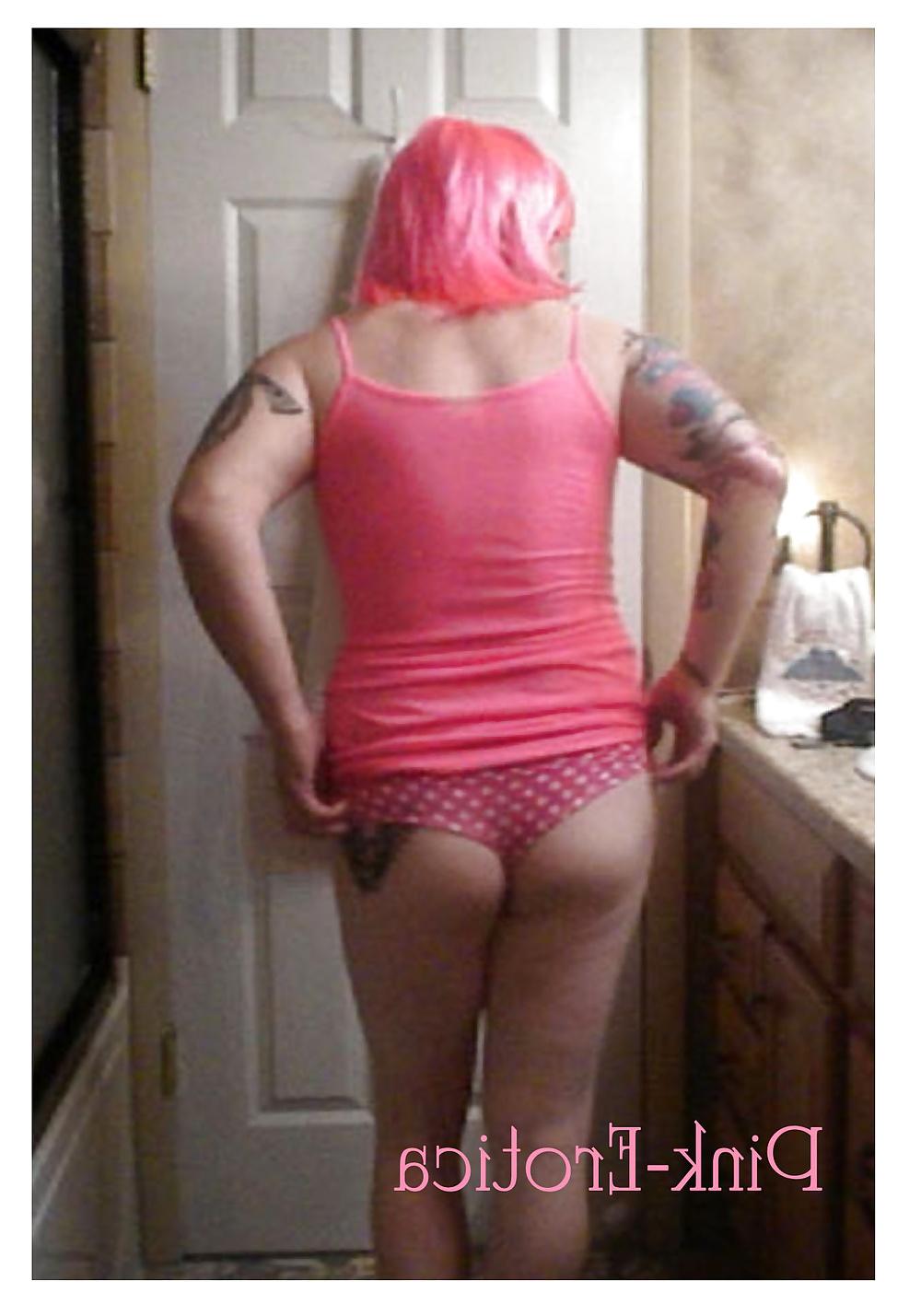 23P Pink-Erotica Sissyboy Cross Dresser Pink Cami and Panties