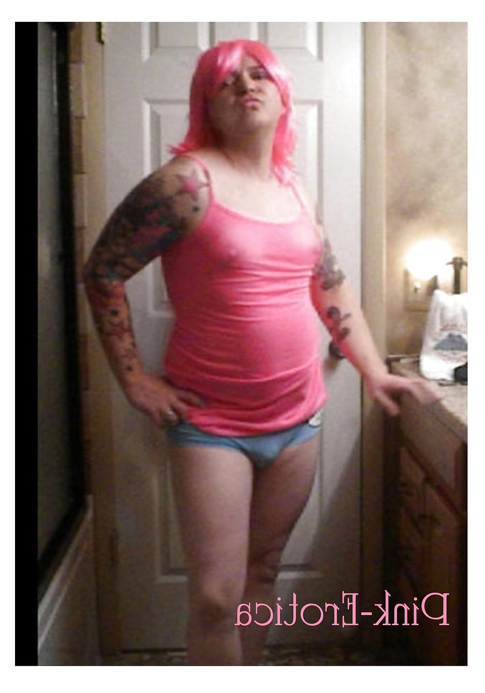 23P Pink-Erotica Sissyboy Cross Dresser Pink Cami and Panties