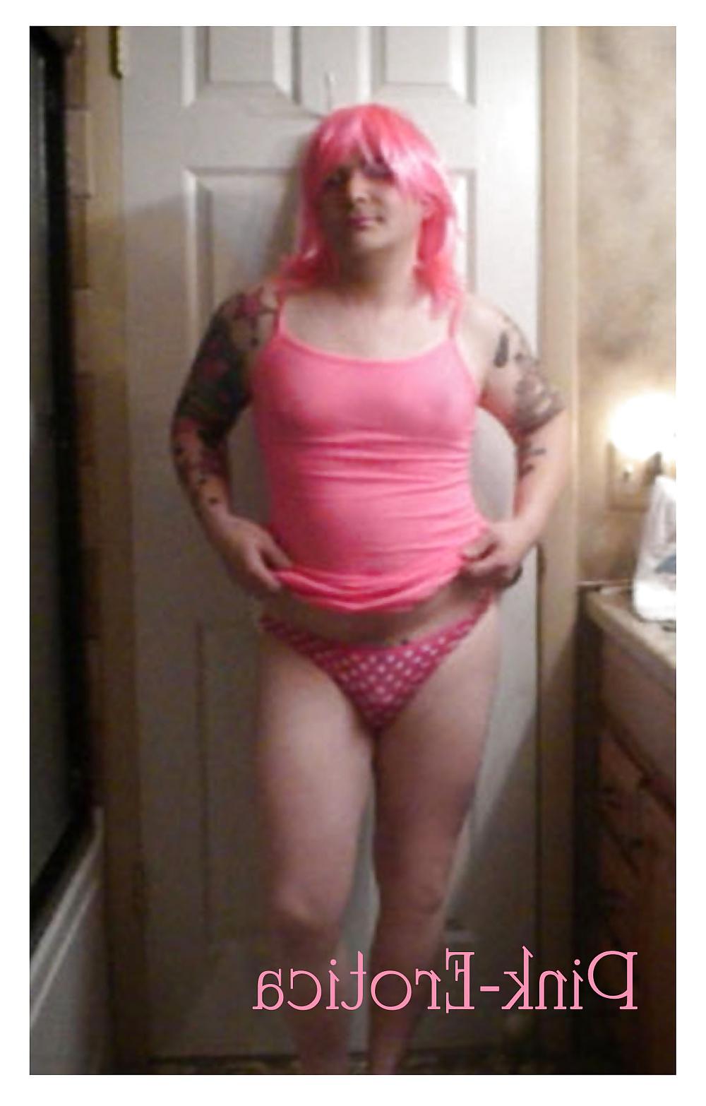 23P Pink-Erotica Sissyboy Cross Dresser Pink Cami and Panties