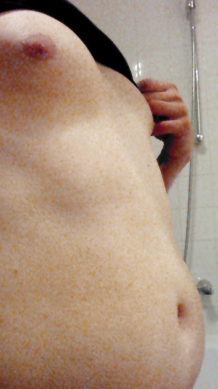 7P Fat sissy shows her tits