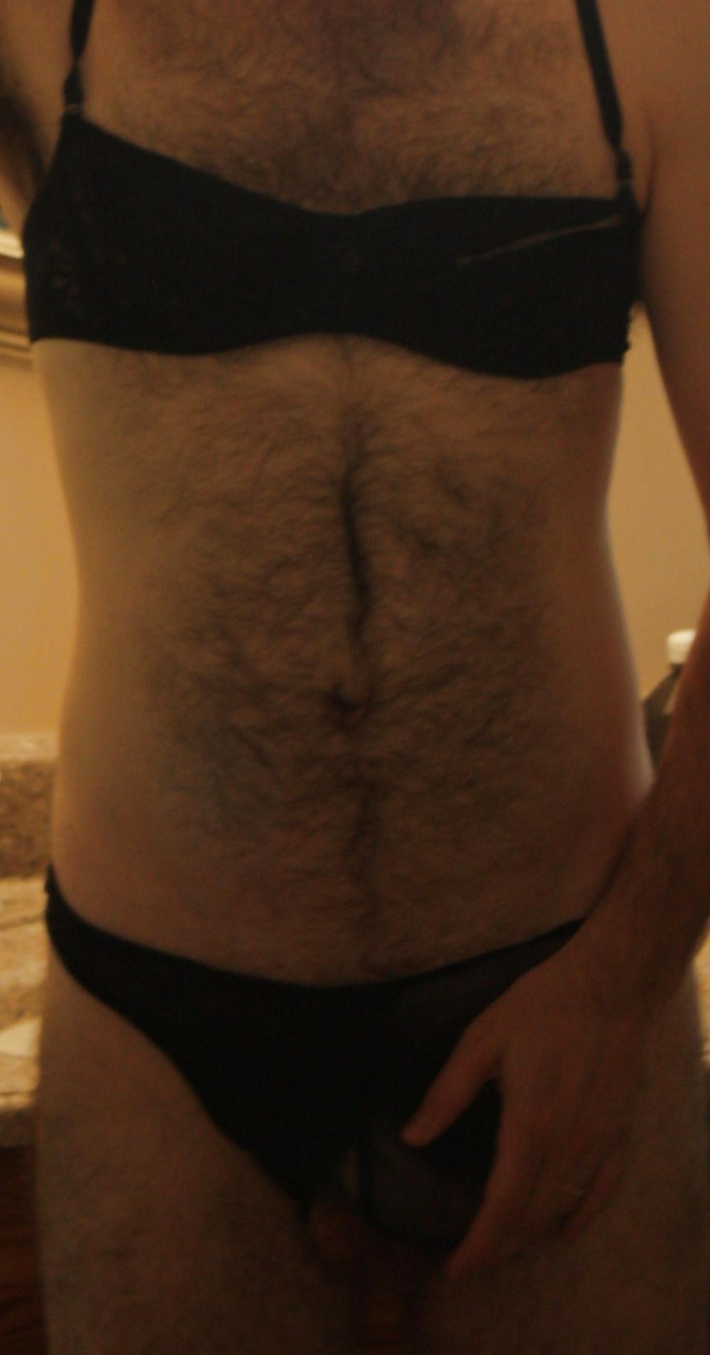 9P Sissy in Black Lingerie