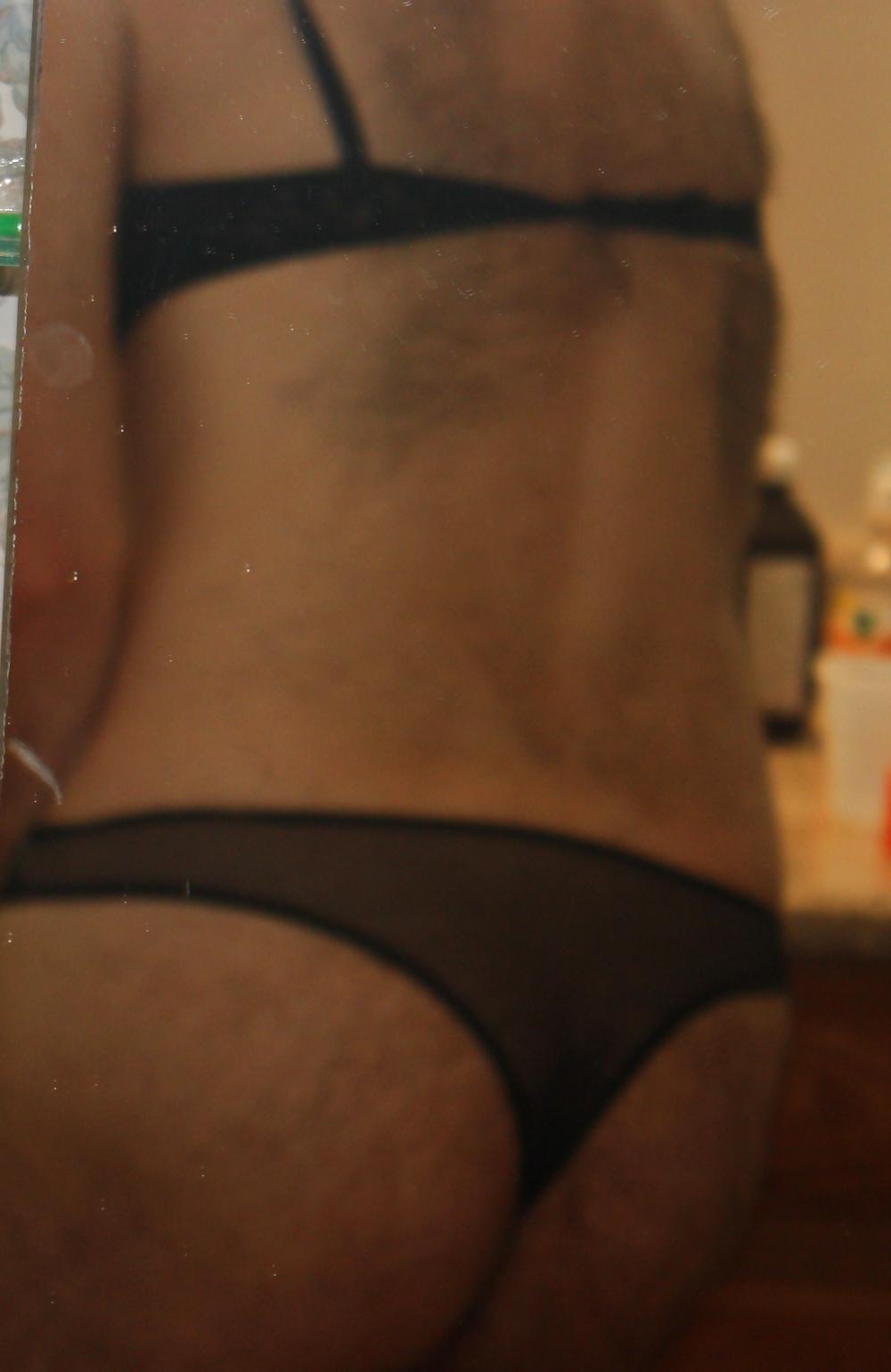 9P Sissy in Black Lingerie