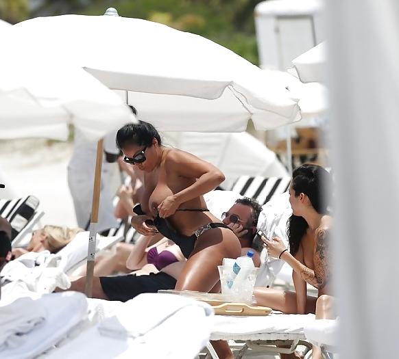 14P Kiara Mia and Her Friend Topless on the Beach in Miami