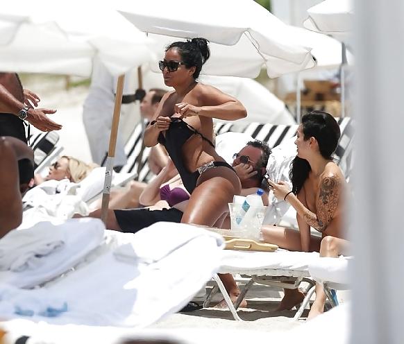 14P Kiara Mia and Her Friend Topless on the Beach in Miami