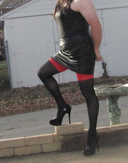 10P Step mom made me a sissy today posing outside