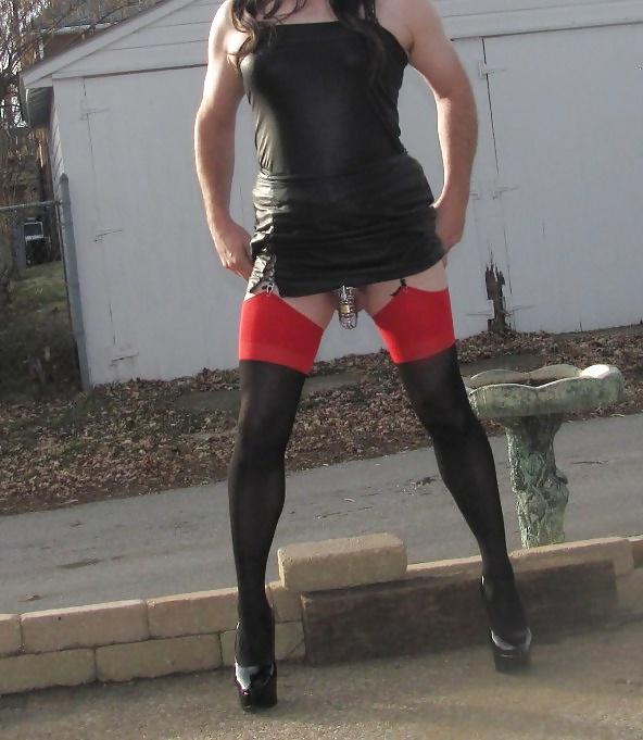 10P Step mom made me a sissy today posing outside