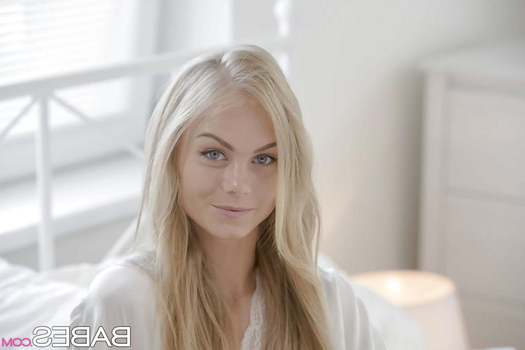 16P Fancy blonde cutie Nancy takes clothes off exposing tiny tits and skinny body