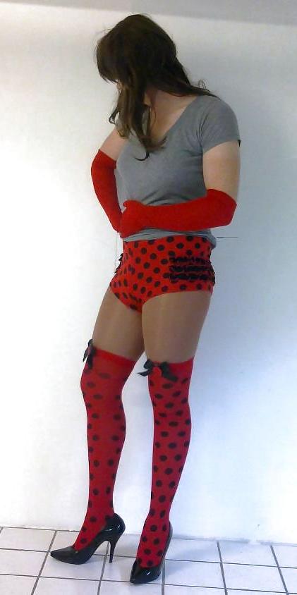 22P Me in cute ladybug stockings and panties cd tv sissy 