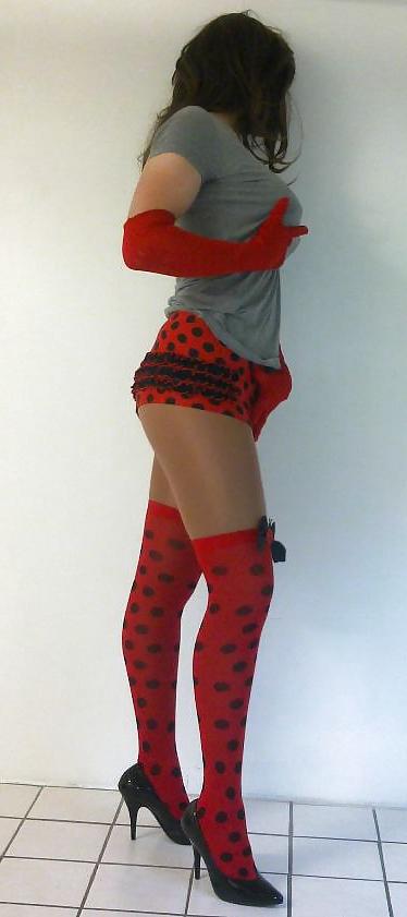 22P Me in cute ladybug stockings and panties cd tv sissy 