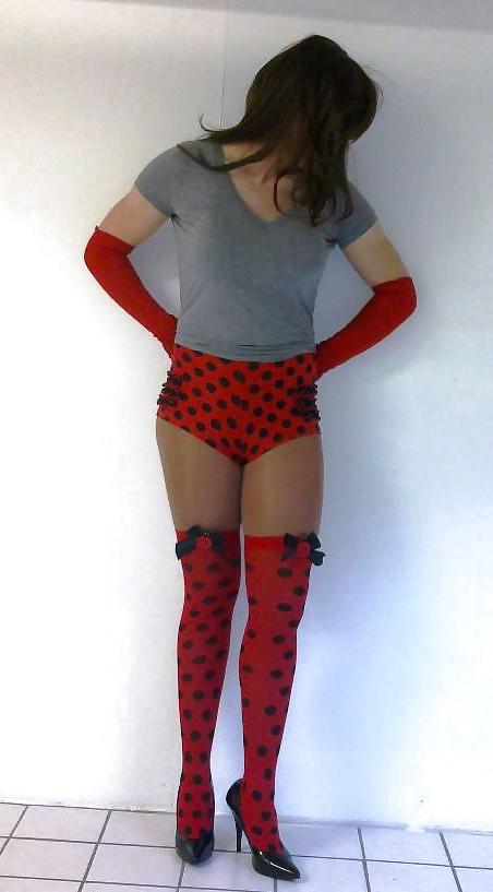 22P Me in cute ladybug stockings and panties cd tv sissy 