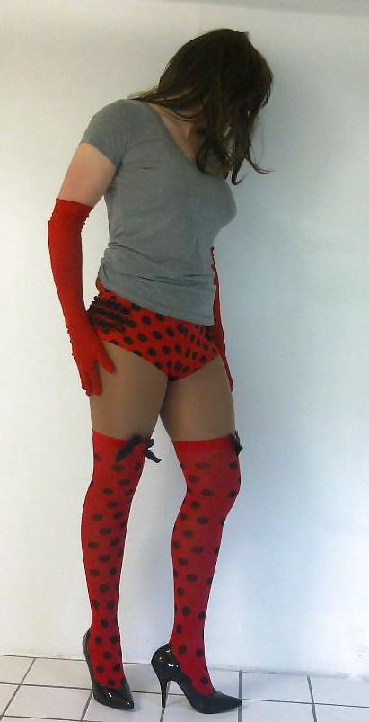 22P Me in cute ladybug stockings and panties cd tv sissy 