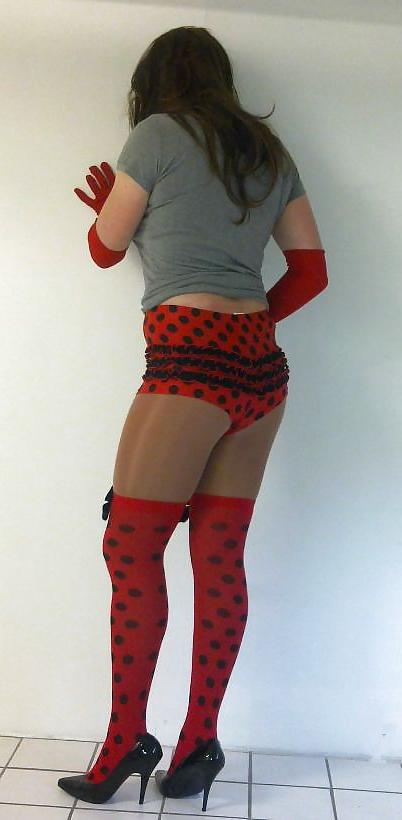 22P Me in cute ladybug stockings and panties cd tv sissy 