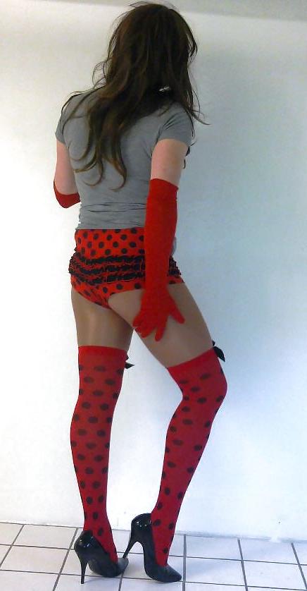 22P Me in cute ladybug stockings and panties cd tv sissy 