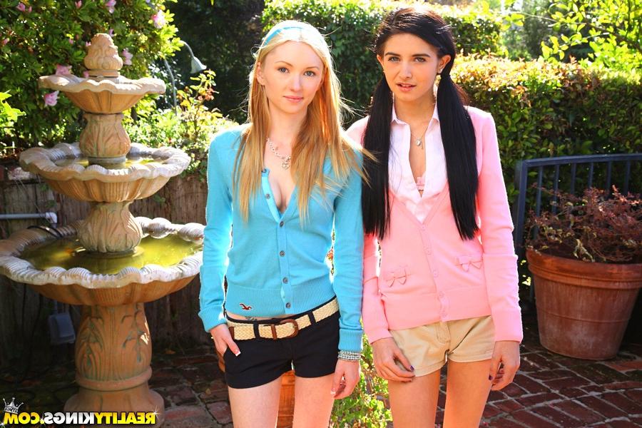 16P Two slim teen cuties stripping and showing their tight sexy bodies