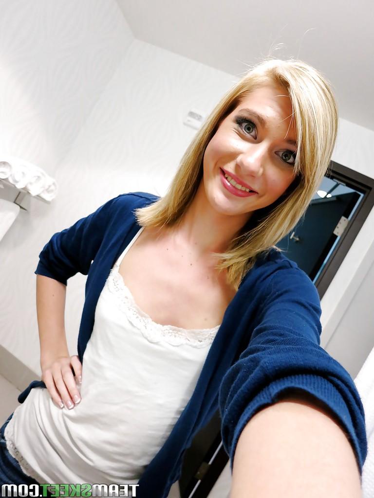 16P Slim amateur with tiny tits Chloe Brooke stripping and picturing herself
