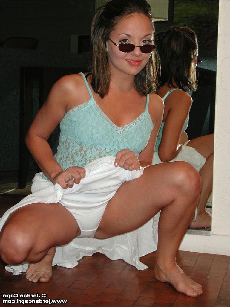 15P Jordan puts on some shades and lifts up her skirt
