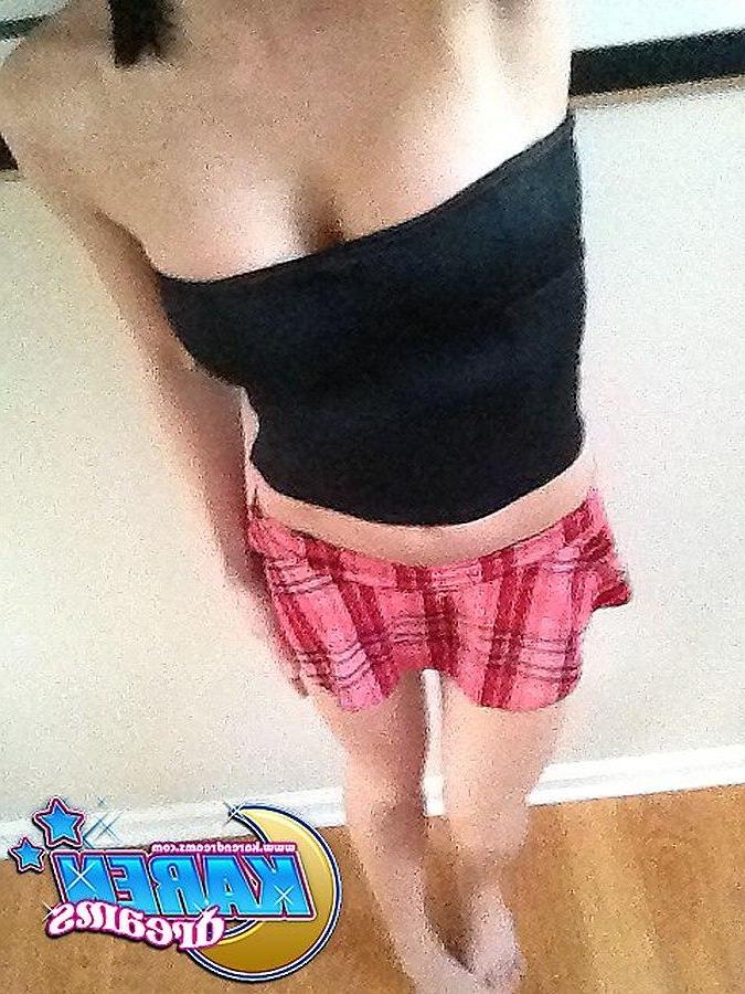 20P Pictures of Karen Dreams teasing in a plaid skirt