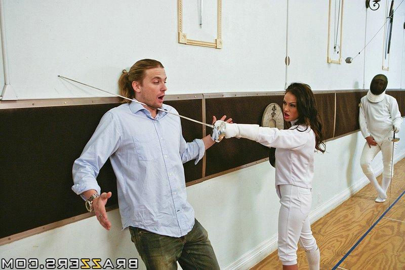 15P Hot fencer with big tits Angelina Valentine sucks and fucks a huge cock