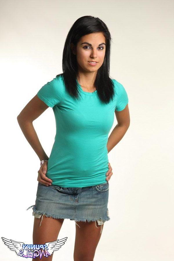 20P Pictures of teen cutie Rachel teasing in a skirt