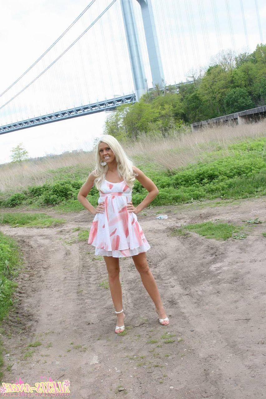 16P Pictures of teen amateur Alexis Angel showing what's up her skirt