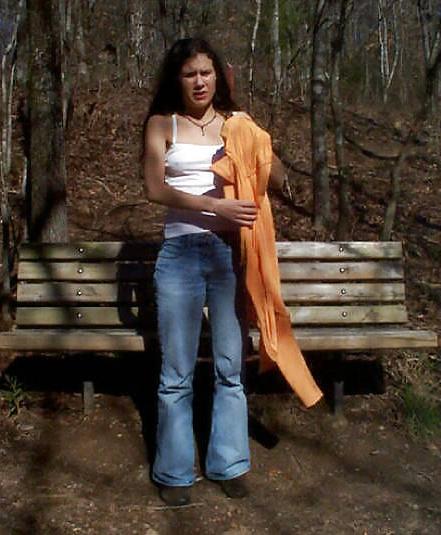 25P Brunette skinny-dipping in river