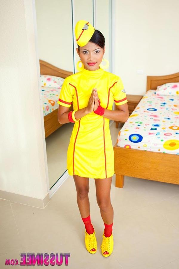 16P Super sexy stewardess Tussinee strips and does a nude split