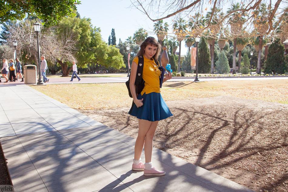 16P Cute college girl teasing