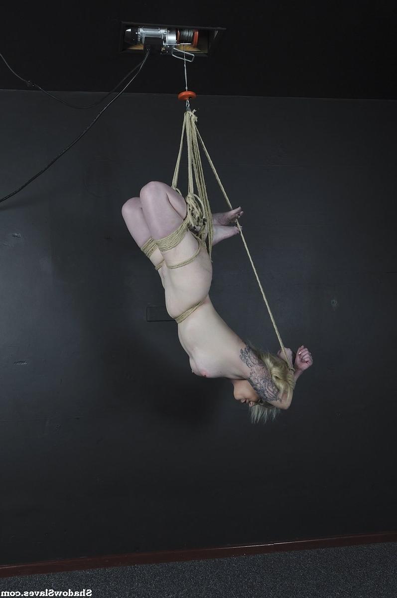 14P Cute amateur blonde subbie Angel is suspended from the ceiling i