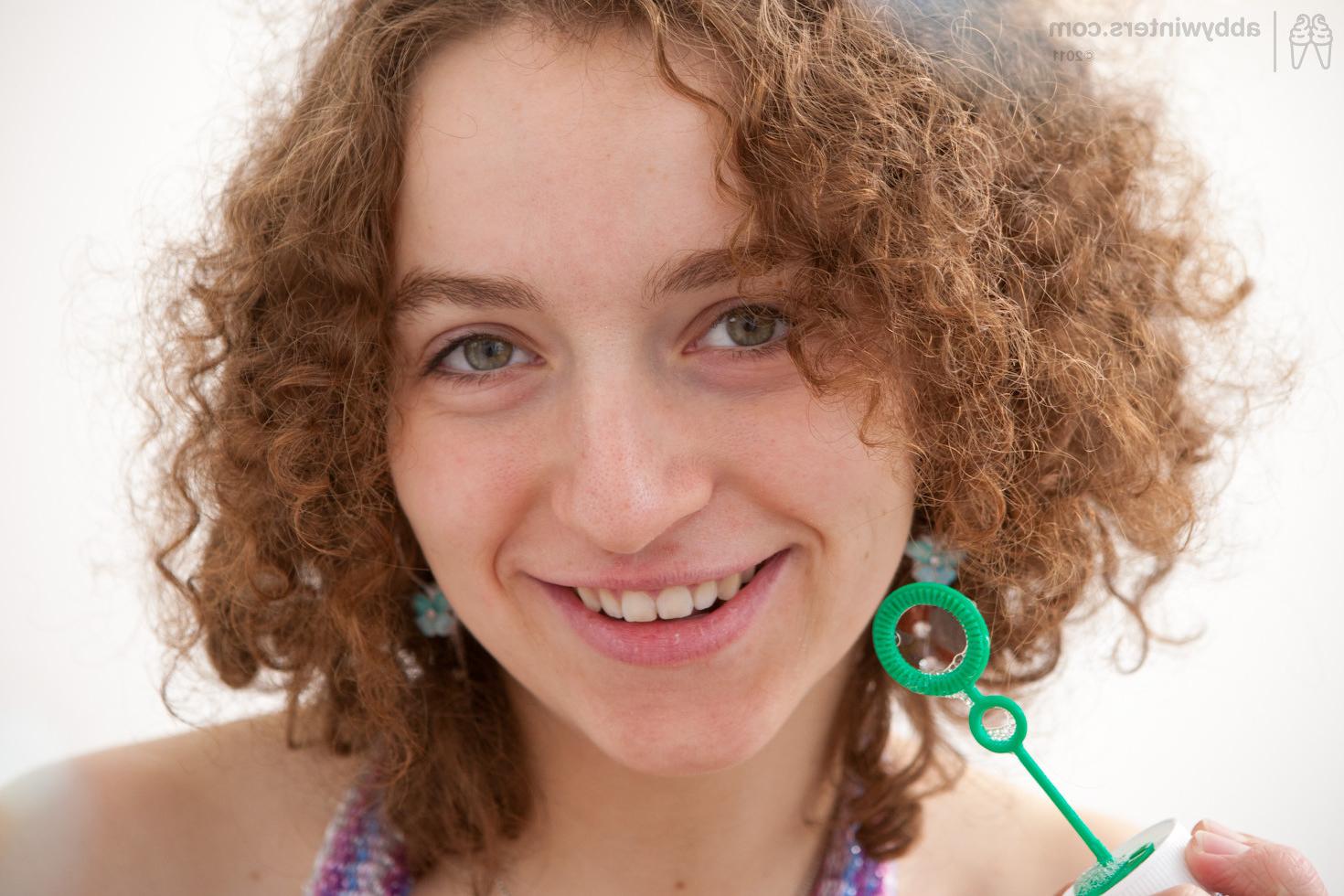 15P Cute curly hair redhead amateur Talita teasing and getting naked
