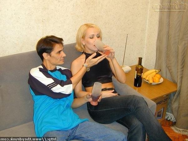 16P Drunk girl getting bottle in one hand and cock in another
