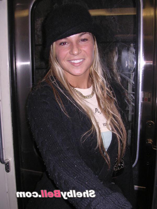 15P Cheerful blonde Shelby Bell posing in the streets of Paris