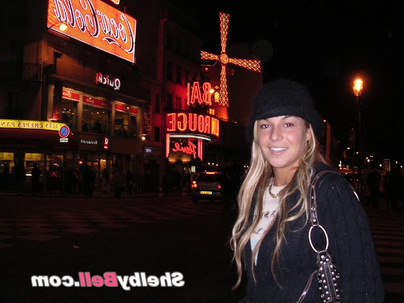 15P Cheerful blonde Shelby Bell posing in the streets of Paris