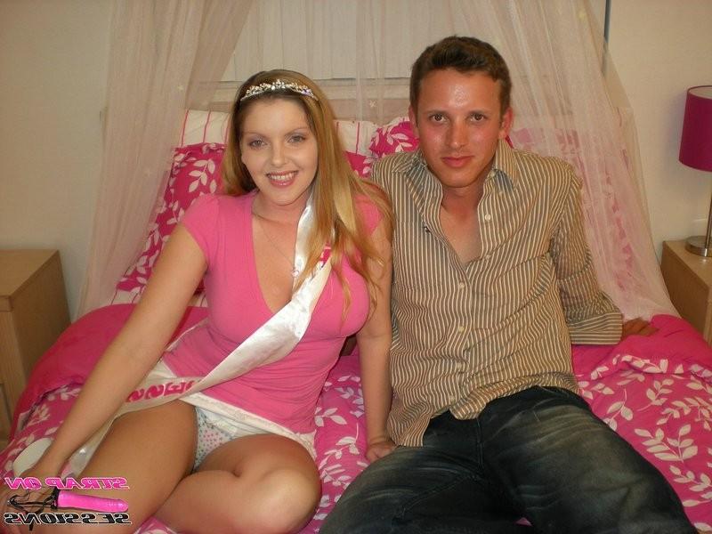 20P Busty babe fucking the ass of guy using a fake huge cock