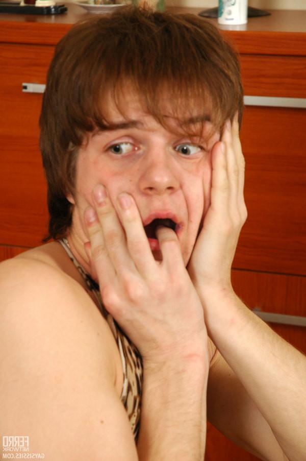 20P Steamy sissy guy fitting on dress and making chap ready to drill his ass