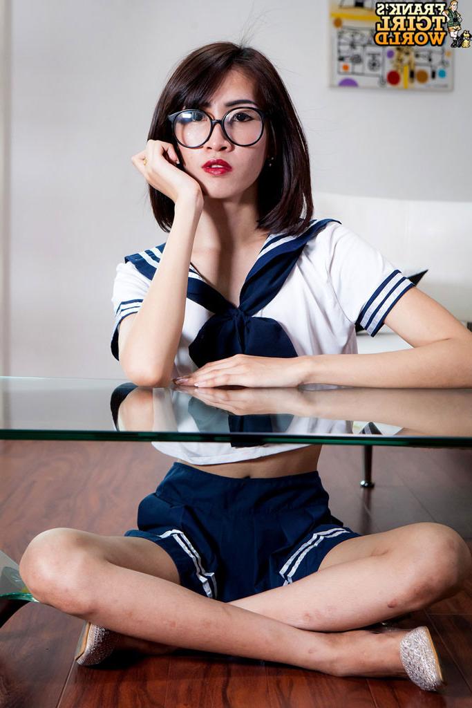 15P Sexy slim Asian tgirl jacking off and cumming