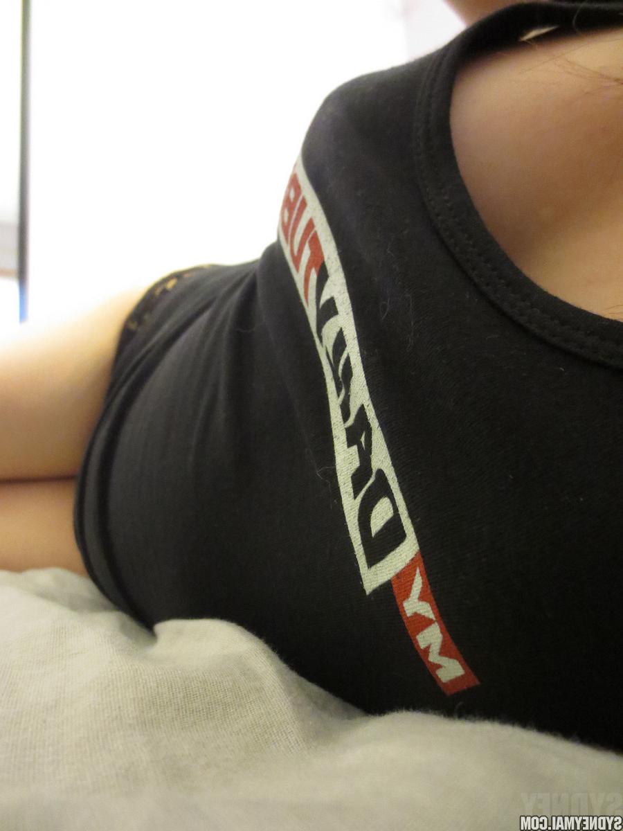 14P Beautiful brunette Sydney Mai flaunting her delectable titties
