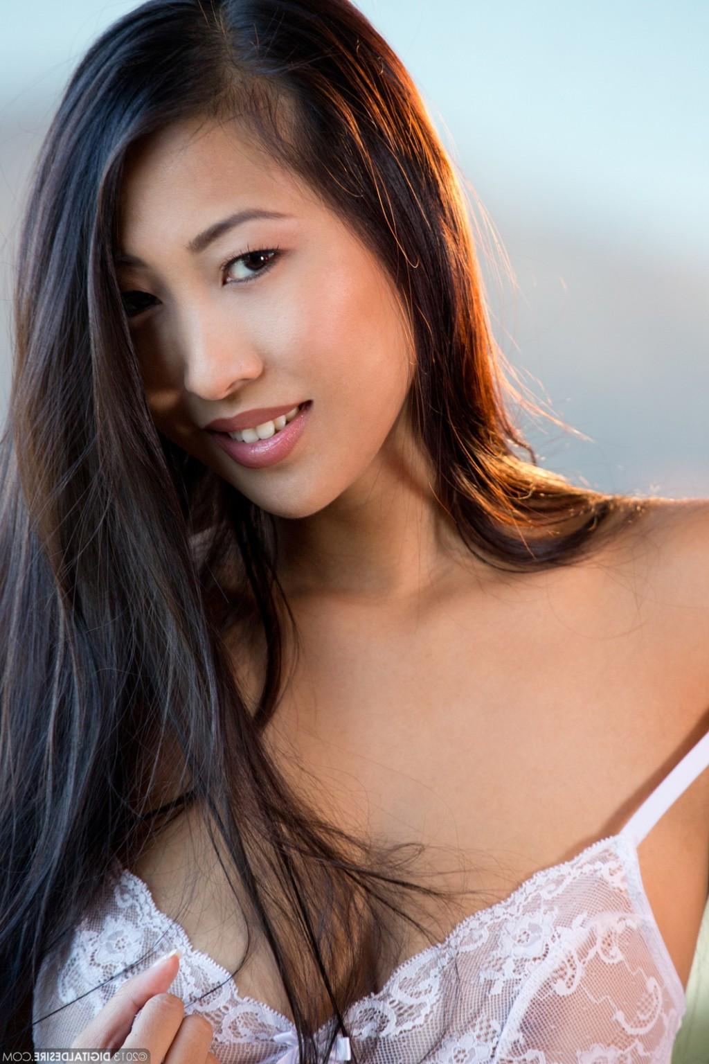 17P Gorgeous Asian Sharon Lee in a sexy nightgown with no panties