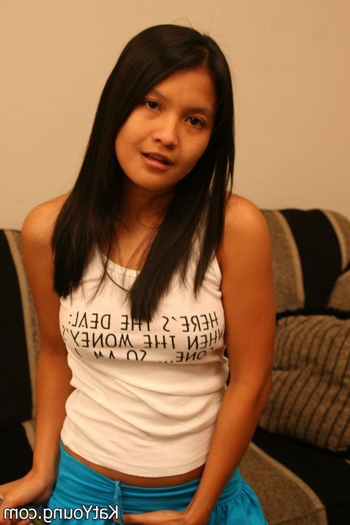 16P Kat Young Picture Gallery:: Slim asian teen taking off white panties with no sha