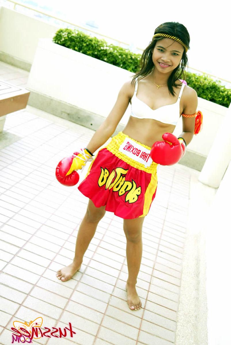 15P Bangkok teen Tussinee in a sexy Muay Thai boxing outfit