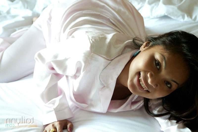 15P Asian model Tailynn wears cute pajamas in bed