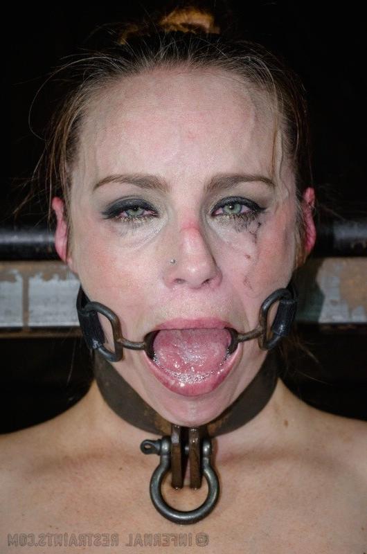 16P Bella Rossi is rope and chain bound to a chair her pussy toyed to orgasm