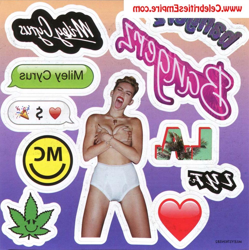 20P Miley Cyrus poses topless and nude in fishnet pantyhose