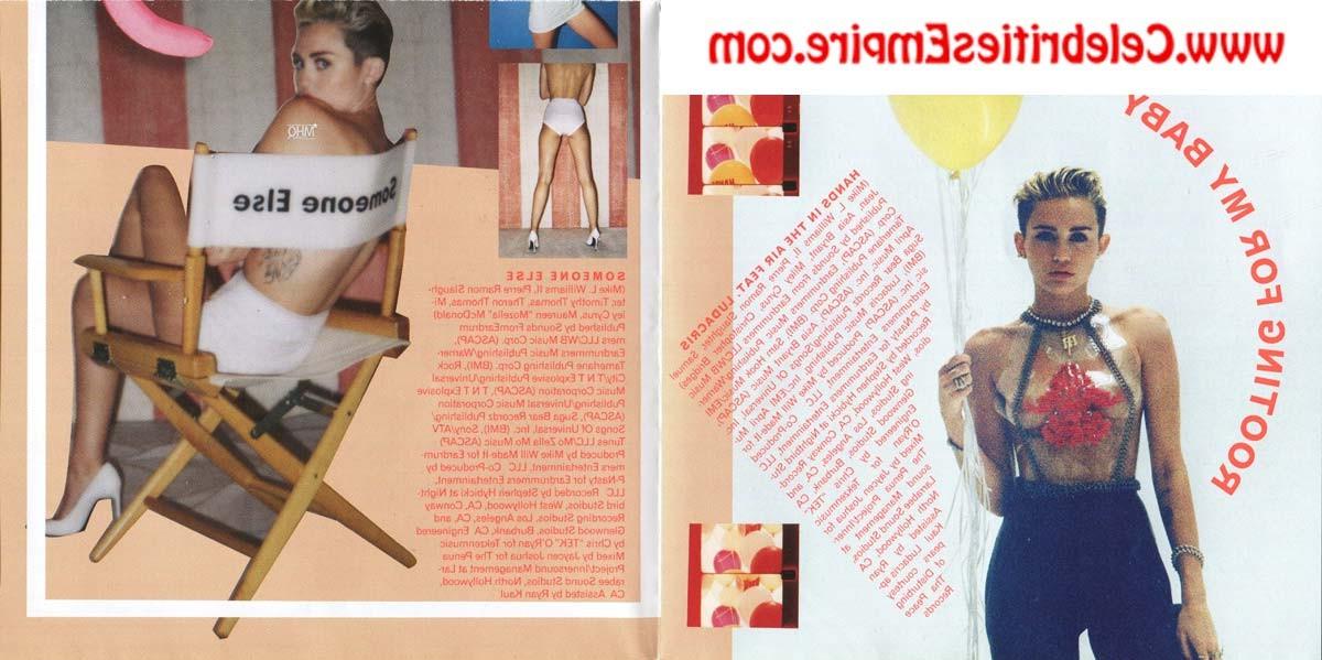 20P Miley Cyrus poses topless and nude in fishnet pantyhose