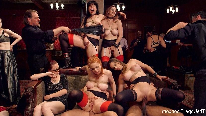 24P Ashley Adams and subgirl friends at bdsm anal birthday party bound for kinky sex
