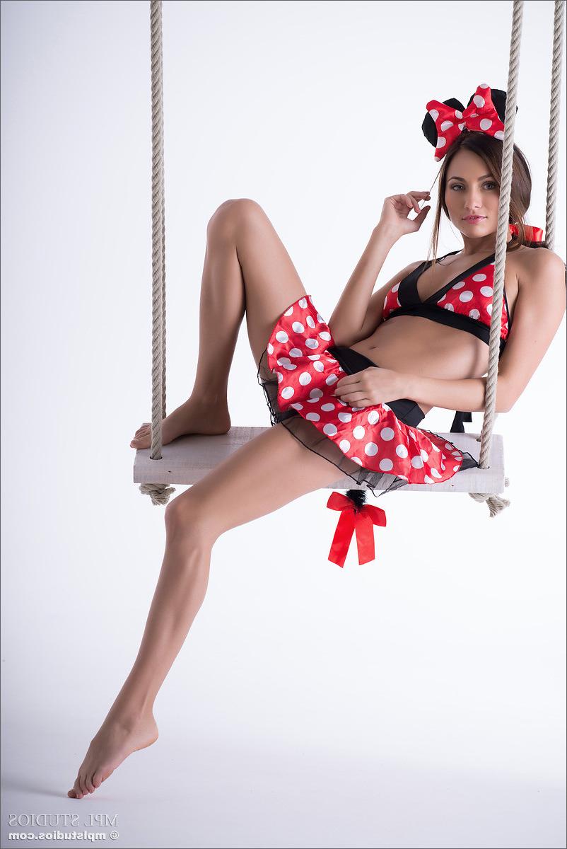 12P Luscious Michaela Isizzu peels off Minnie Mouse costume