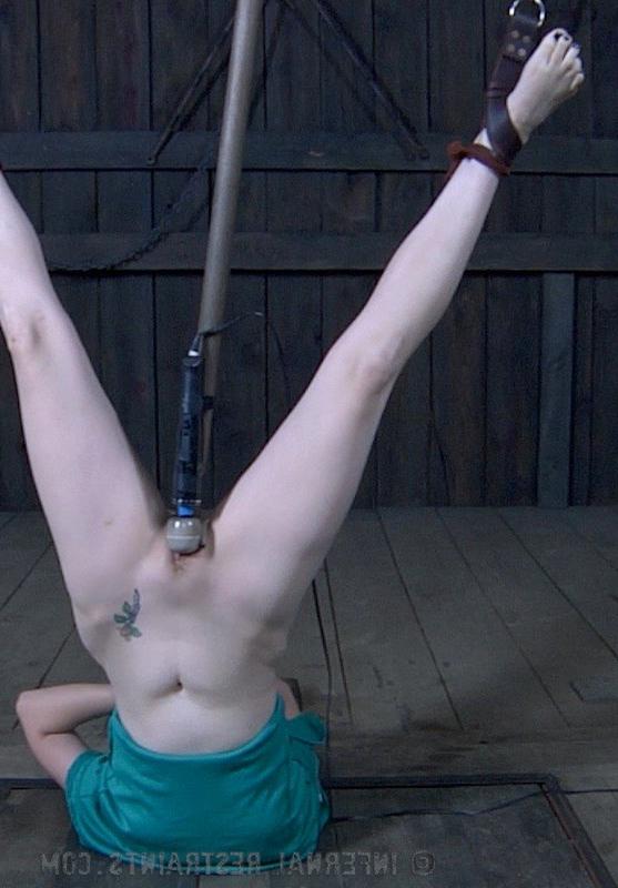 16P Delirious Hunter is bound with mouth and pussy spread vibrator made to orgasm
