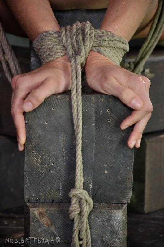 16P Elise Graves with ballgag in rope bondage therapy screams when she orgasms